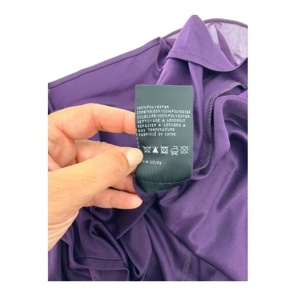XSCAPE Sheer Matte Jersey Side Ruffle Beaded Dress Purple Size 18W $249 MSRP - Picture 10 of 14